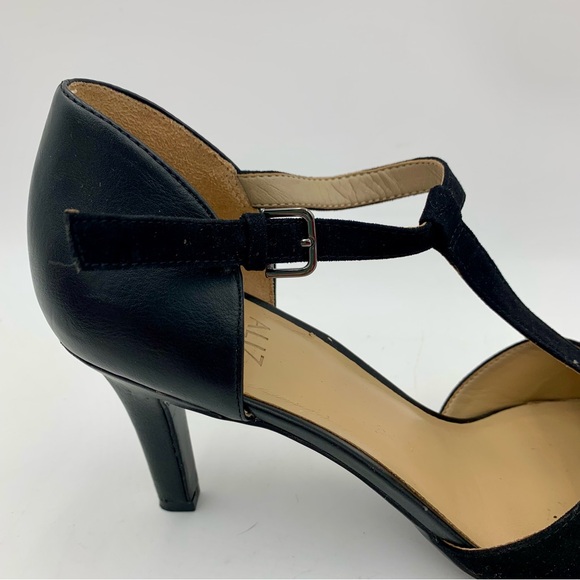 Naturalizer Black Heel Women 9M Formal Dress T-Strap Faux Suede Adjustable EUC - Picture 2 of 13